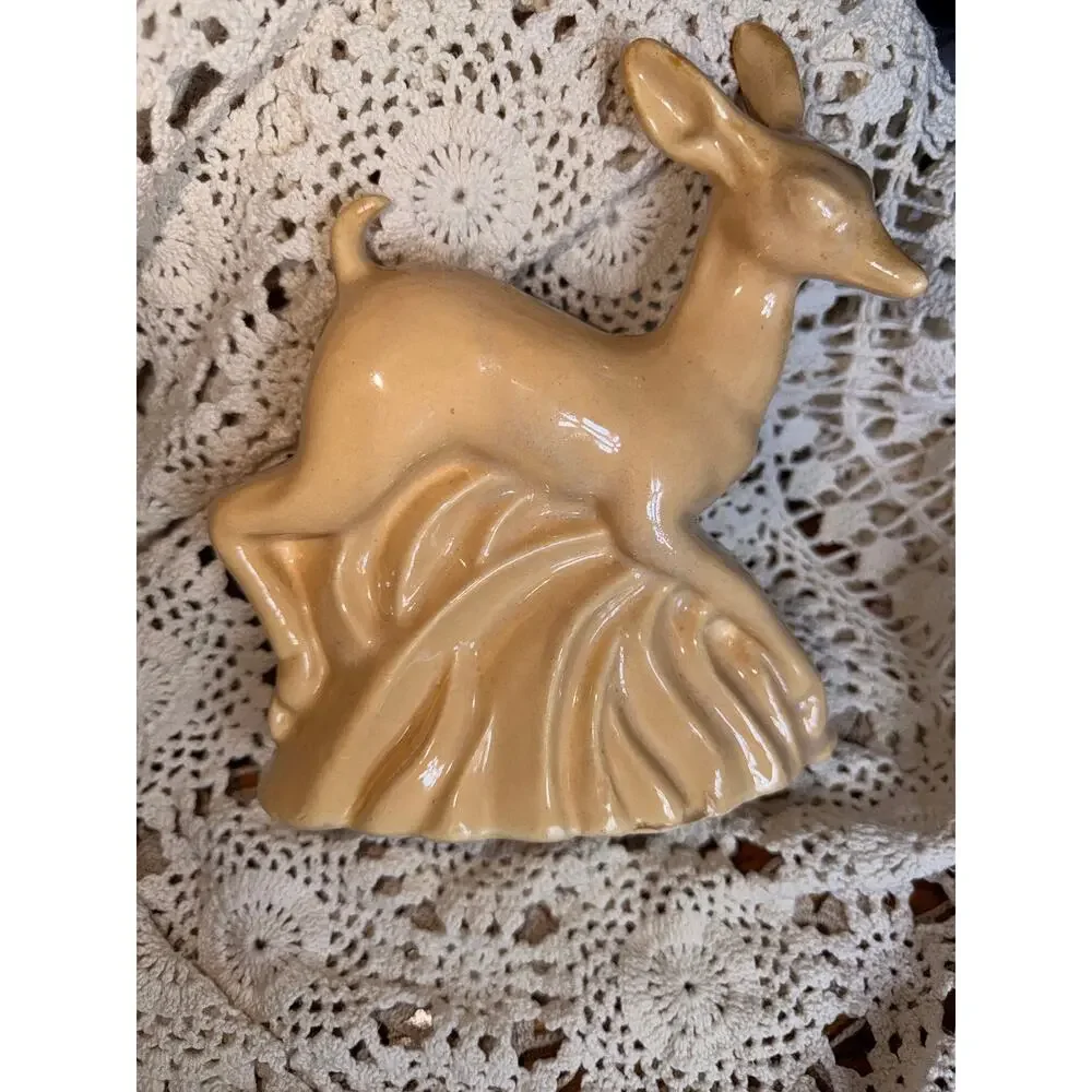 Deer Vintage Nil-Oak Planter Vase Mid Century Ceramic Woodland Doe Cottage Decor